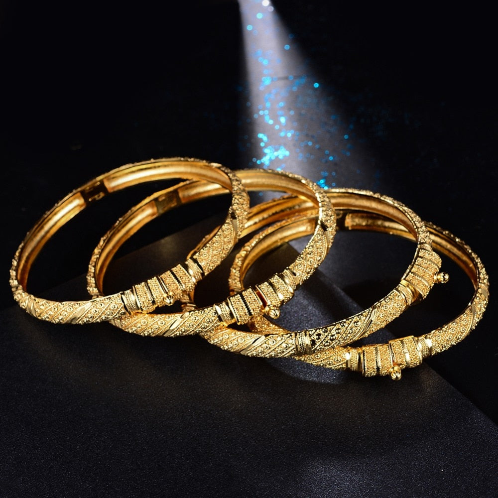 Luxury Trendy 24K Gold Color Bangle for Women/Girl Special Dubai Wedding Bride Bracelet Ramadan Middle East Jewelry