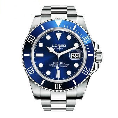 New LOREO Water Ghost Series Classic Blue Dial Luxury Men Automatic Watches Stainless Steel 200m Waterproof Mechanical Watch
