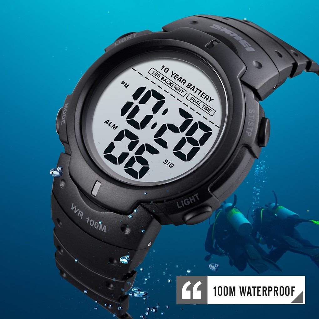 Best Outdoor Digital Sport Watch 100M Waterproof & Led Light Stopwatch