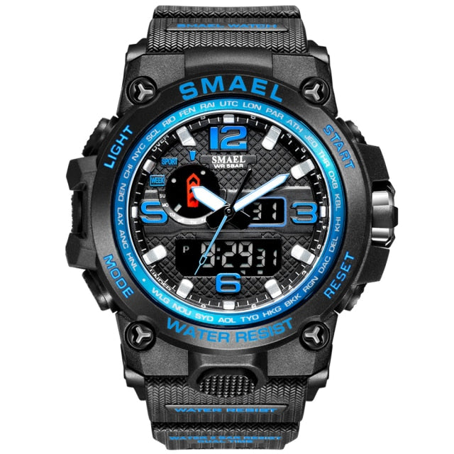 50m Waterproof Military Watches For Men with Clock Alarm & Dual Display