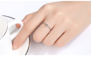 Genuine Topaz Engagement Rings with 925 Sterling Silver for Women Stylish Thin Circle Design Gemstone Ring