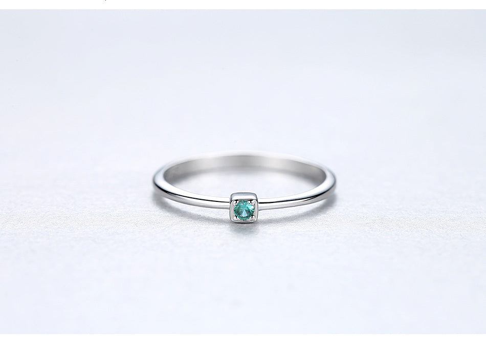 Genuine Topaz Engagement Rings with 925 Sterling Silver for Women Stylish Thin Circle Design Gemstone Ring
