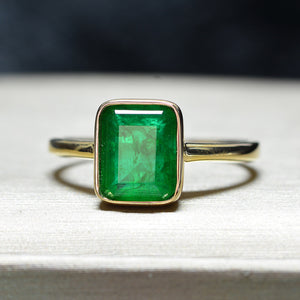 Gorgeous 18K Gold Color Emerald Ring for Women Vintage Real 925 Sterling Silver Ring Great Gifts For Her