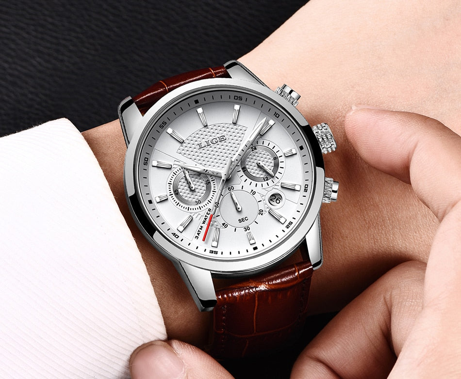 Luxury and High Quality Quartz Watch For Men with Leather Strap & Waterproof