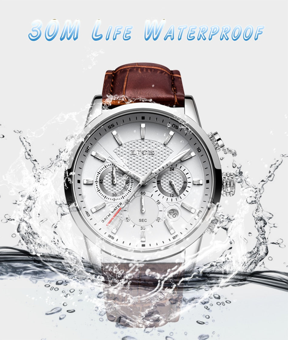 Luxury and High Quality Quartz Watch For Men with Leather Strap & Waterproof