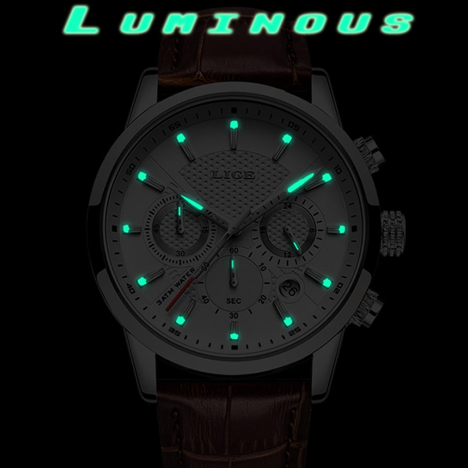 Luxury and High Quality Quartz Watch For Men with Leather Strap & Waterproof
