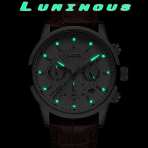 Luxury and High Quality Quartz Watch For Men with Leather Strap & Waterproof