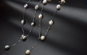 Premium Natural Freshwater Pearl Pendant Necklace with 925 Sterling Silver Gray White Baroque pearl Jewelry for Women