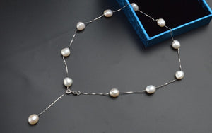 Premium Natural Freshwater Pearl Pendant Necklace with 925 Sterling Silver Gray White Baroque pearl Jewelry for Women