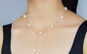 Premium Natural Freshwater Pearl Pendant Necklace with 925 Sterling Silver Gray White Baroque pearl Jewelry for Women
