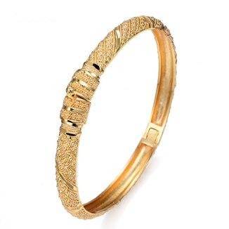 Luxury Trendy 24K Gold Color Bangle for Women/Girl Special Dubai Wedding Bride Bracelet Ramadan Middle East Jewelry