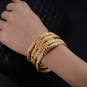 Luxury Trendy 24K Gold Color Bangle for Women/Girl Special Dubai Wedding Bride Bracelet Ramadan Middle East Jewelry