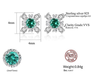 Stunning Russian Emerald Snowflake Stud Earrings 925 Sterling Silver Earring For Women Gemstone Jewelry Gifts