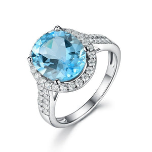 Gorgeous Sky blue topaz natural gemstone ring with 925 sterling silver classic design for women Dream gifts
