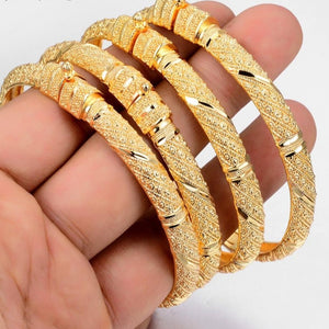 Luxury Trendy 24K Gold Color Bangle for Women/Girl Special Dubai Wedding Bride Bracelet Ramadan Middle East Jewelry