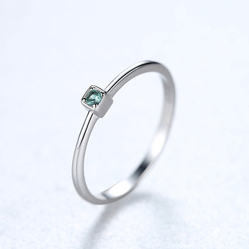 Genuine Topaz Engagement Rings with 925 Sterling Silver for Women Stylish Thin Circle Design Gemstone Ring