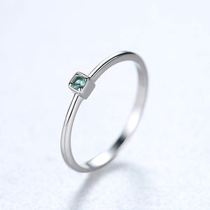 Genuine Topaz Engagement Rings with 925 Sterling Silver for Women Stylish Thin Circle Design Gemstone Ring