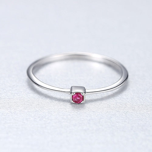 Genuine Topaz Engagement Rings with 925 Sterling Silver for Women Stylish Thin Circle Design Gemstone Ring