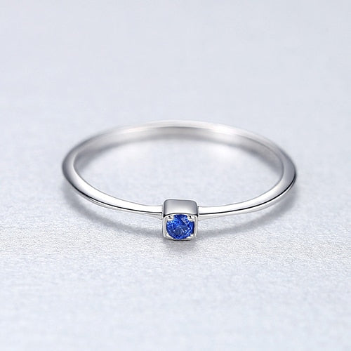 Genuine Topaz Engagement Rings with 925 Sterling Silver for Women Stylish Thin Circle Design Gemstone Ring
