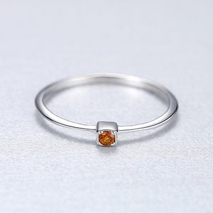 Genuine Topaz Engagement Rings with 925 Sterling Silver for Women Stylish Thin Circle Design Gemstone Ring