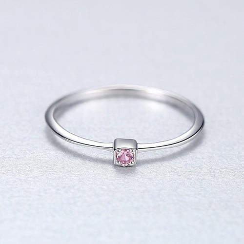 Genuine Topaz Engagement Rings with 925 Sterling Silver for Women Stylish Thin Circle Design Gemstone Ring