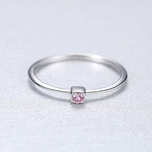 Genuine Topaz Engagement Rings with 925 Sterling Silver for Women Stylish Thin Circle Design Gemstone Ring