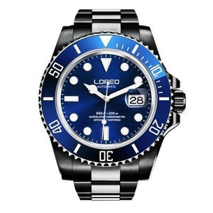 New LOREO Water Ghost Series Classic Blue Dial Luxury Men Automatic Watches Stainless Steel 200m Waterproof Mechanical Watch