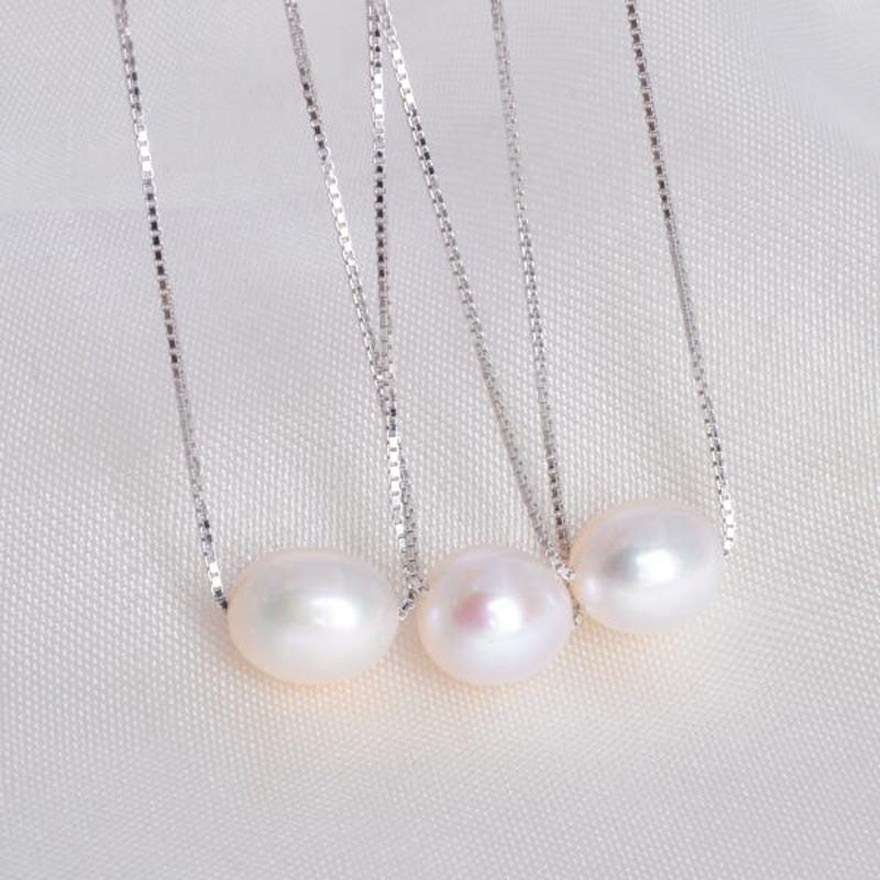 High Quality Natural Freshwater Pearl Floating Pendant Necklace For Her With 925 Sterling Silver Chain Jewelry Gifts