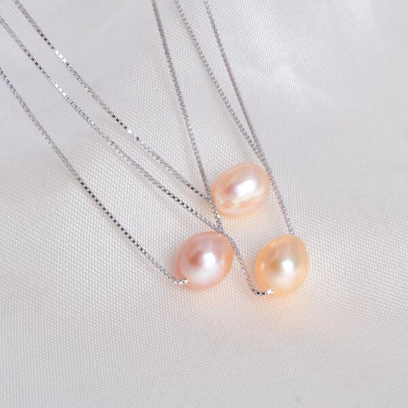 High Quality Natural Freshwater Pearl Floating Pendant Necklace For Her With 925 Sterling Silver Chain Jewelry Gifts