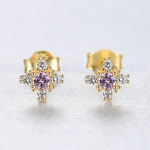 Stunning Russian Emerald Snowflake Stud Earrings 925 Sterling Silver Earring For Women Gemstone Jewelry Gifts
