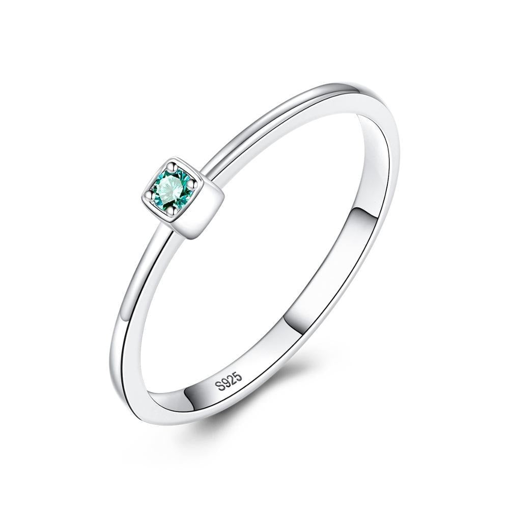 Genuine Topaz Engagement Rings with 925 Sterling Silver for Women Stylish Thin Circle Design Gemstone Ring