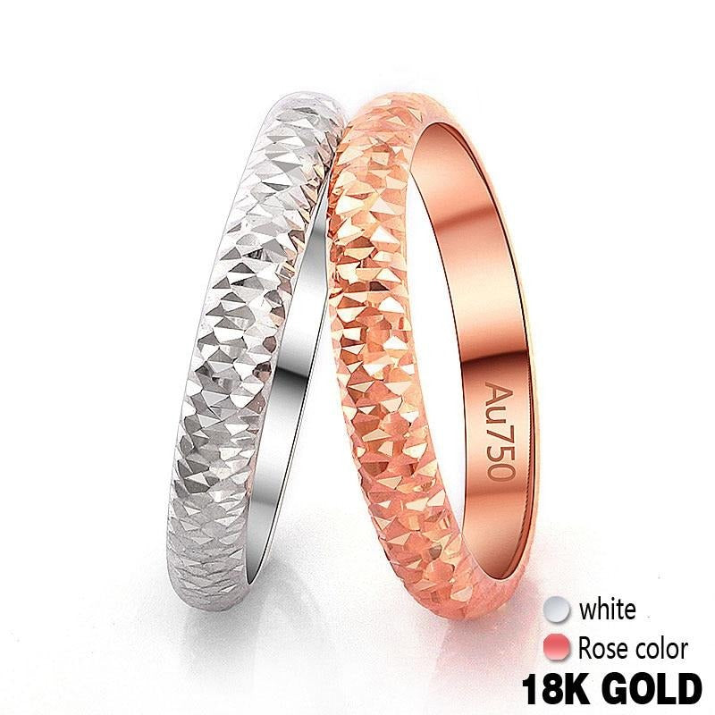 18k Pure Gold Ring For Men And Women Rose Or White Lover Wedding Engagement Rings Fine Jewelry
