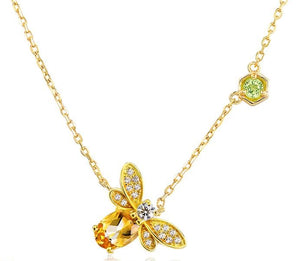 Beautiful 14K Gold Plated Natural Citrine Gemstone Necklaces 925 Sterling Silver Chain Pendant Jewelry