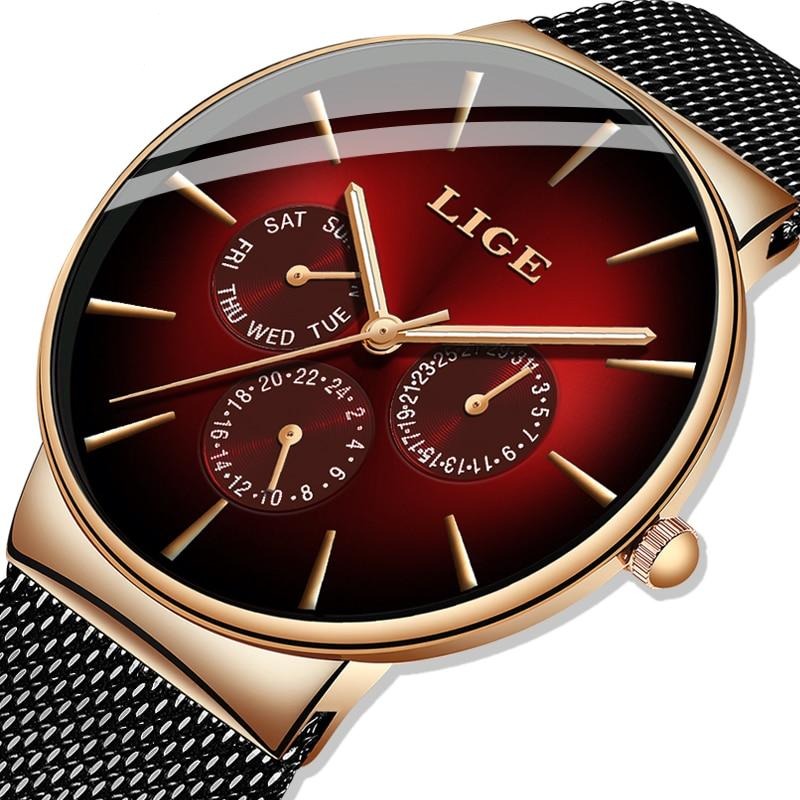 Luxury Watches For Men Top Brand Quartz Watch Mesh Stainless Steel Waterproof Ultra-thin Wristwatch New Fashion Gifts