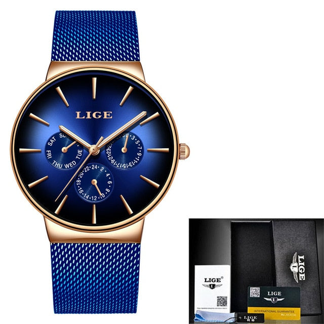 Luxury Watches For Men Top Brand Quartz Watch Mesh Stainless Steel Waterproof Ultra-thin Wristwatch New Fashion Gifts