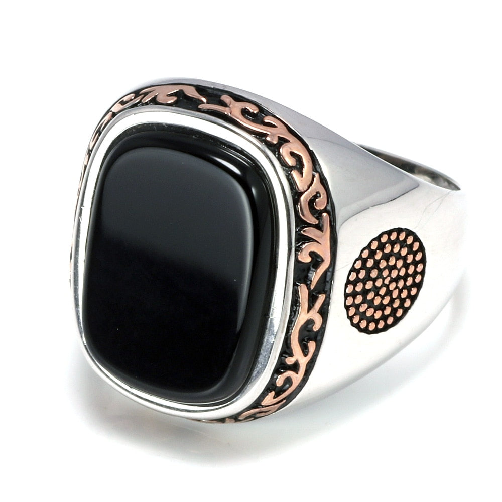 Gorgeous Natural High Quality Onyx Gemstone Vintage Men's Ring with Real 925 Sterling Silver
