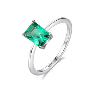 Stunning Green Emerald Ring With 925 Sterling Silver For Women Green Gemstone Ring Jewelry Gifts