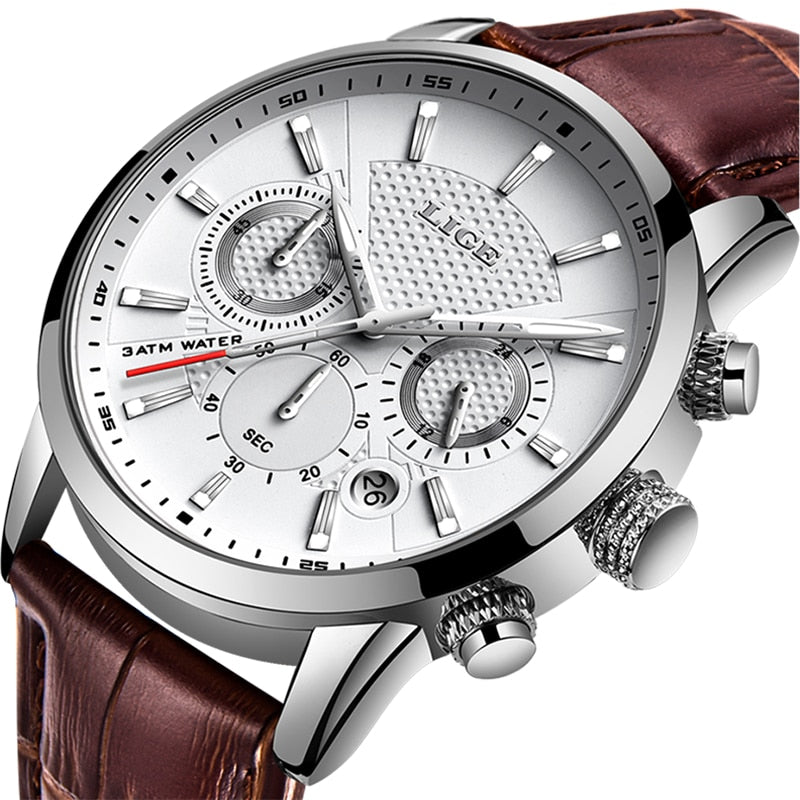 Luxury and High Quality Quartz Watch For Men with Leather Strap & Waterproof
