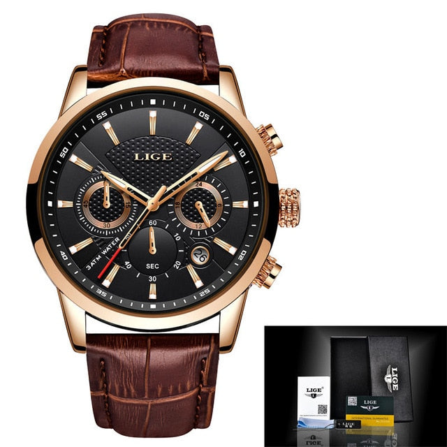 Luxury and High Quality Quartz Watch For Men with Leather Strap & Waterproof