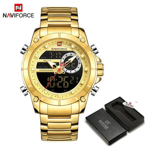 Stunning Military Men Sport Wrist Watch with Quartz Stainless Steel Waterproof Dual Display