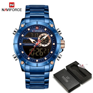 Stunning Military Men Sport Wrist Watch with Quartz Stainless Steel Waterproof Dual Display