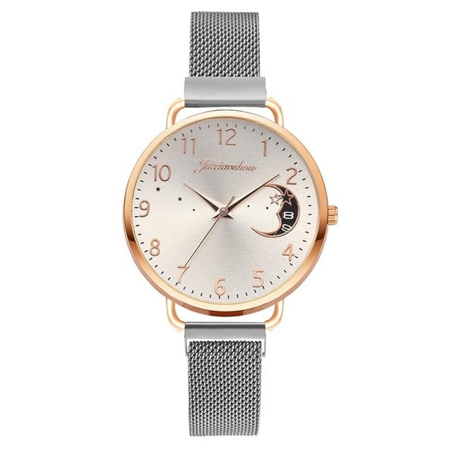 Simple But Luxury Look Women's Watches with Unique Mess Strap Design