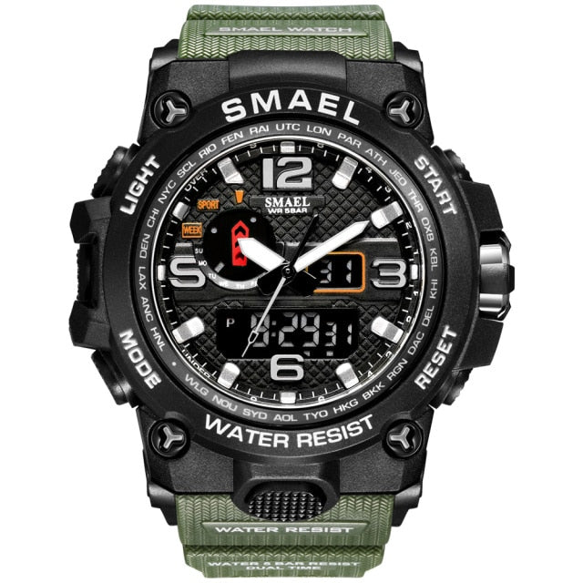 50m Waterproof Military Watches For Men with Clock Alarm & Dual Display