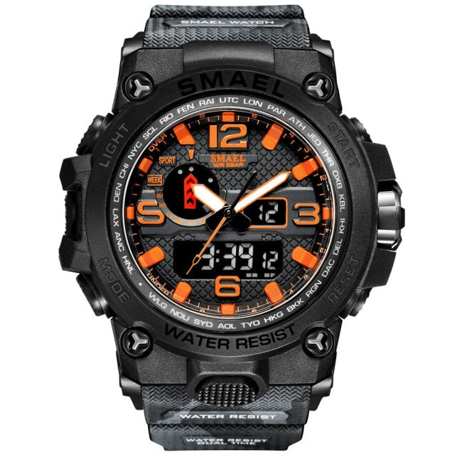 50m Waterproof Military Watches For Men with Clock Alarm & Dual Display