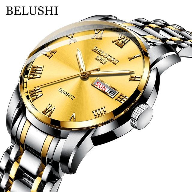 Luxury Men's Quartz Watch with Date Stainless Steel & Waterproof