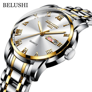 Luxury Men's Quartz Watch with Date Stainless Steel & Waterproof