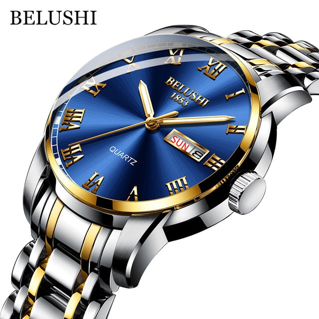 Luxury Brand Watches Men Watch Date Day Analog Quartz Watch Business Classy  Enchase Stereo Metal Nail Scale Stainless Steel Waterproof Wristwatch With