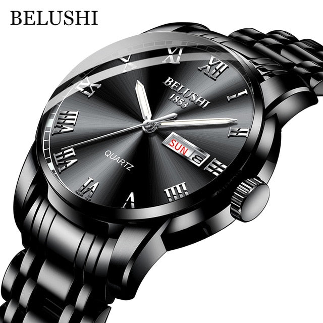 Luxury Men's Quartz Watch with Date Stainless Steel & Waterproof