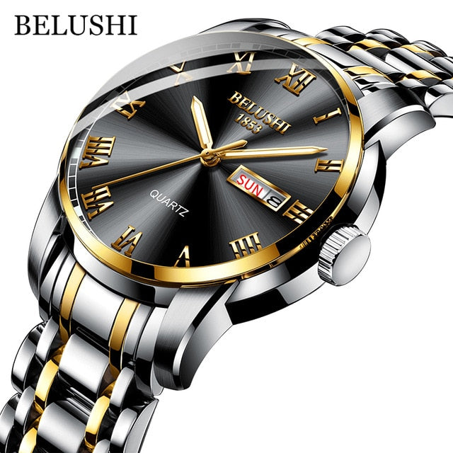 Luxury Men's Quartz Watch with Date Stainless Steel & Waterproof