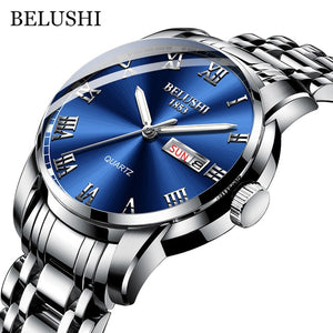 Luxury Men's Quartz Watch with Date Stainless Steel & Waterproof